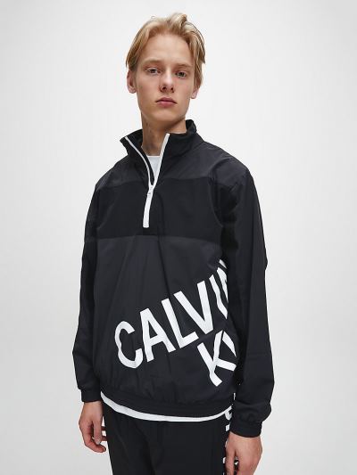 Calvin Klein Ruhák HU780183 | Calvin Klein Stretch Logo Férfi Anorák Fekete